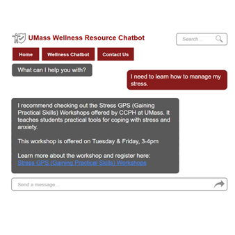 UMass Wellness Chatbot conversation