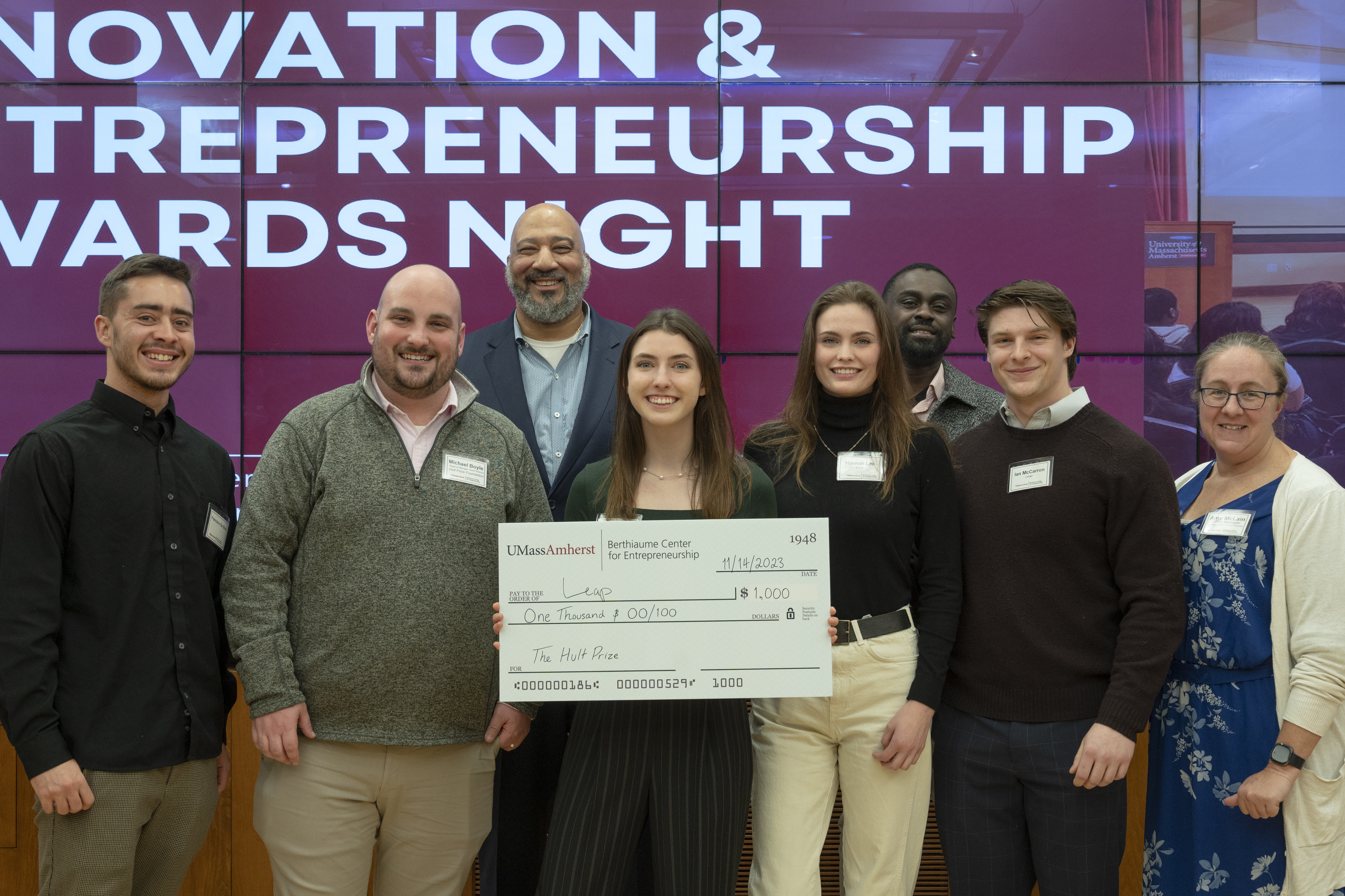 Kurstin's Team winning second place in the Hult Prize Competition.