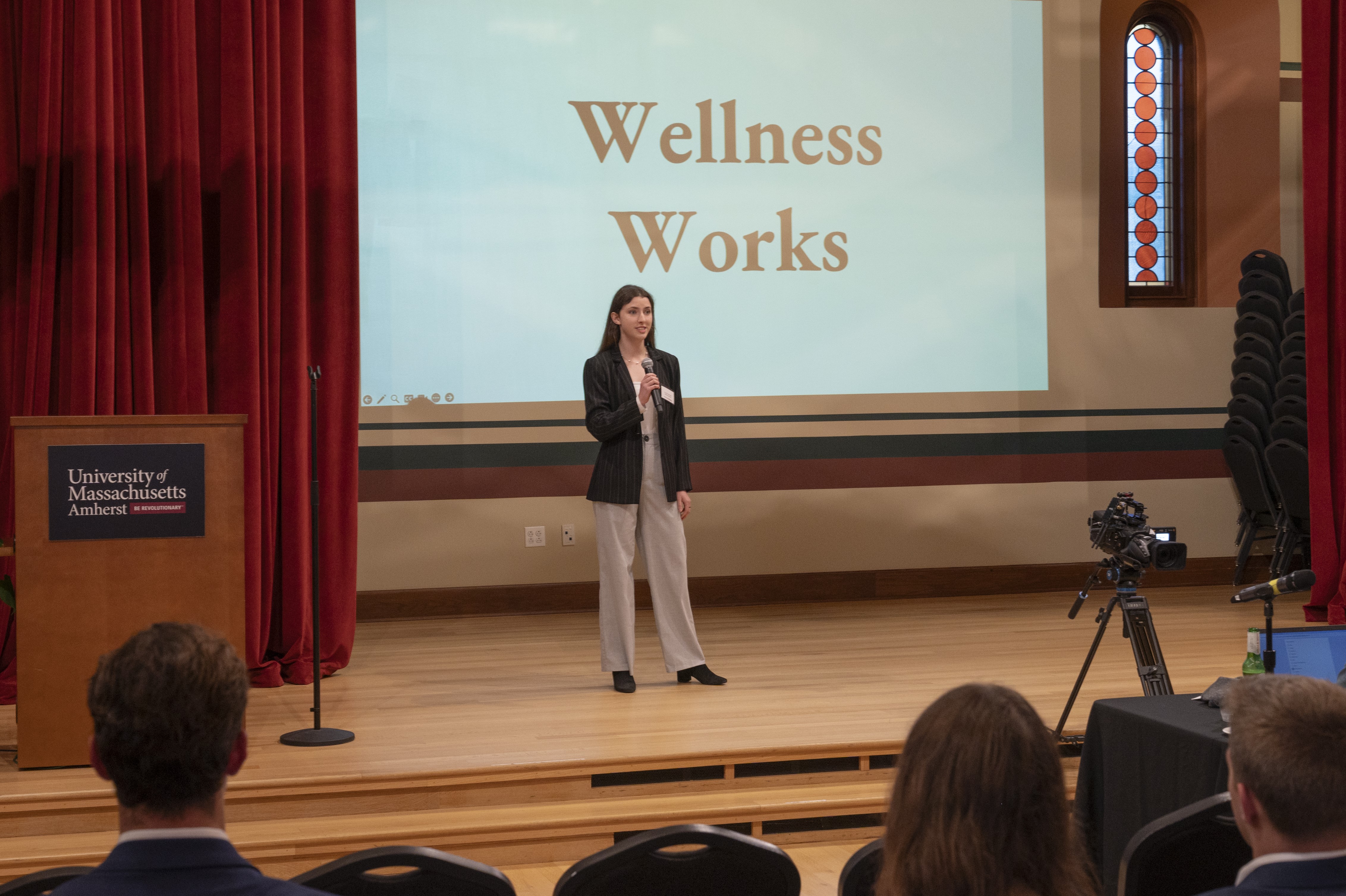 Kurstin Pitching wellness works on stage